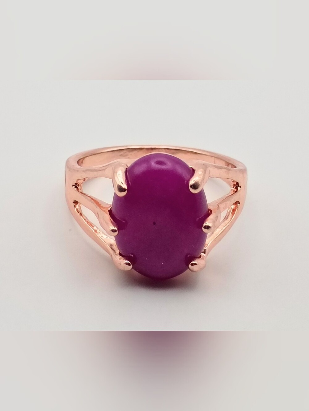 Rose Gold Ring with Purple Oval Stone US Size 7.75 - Picture 2 of 3